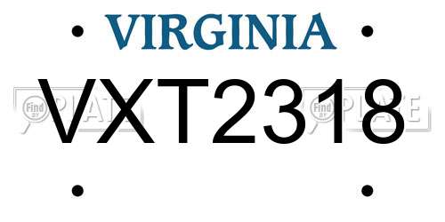 VXT2318 Virginia License Plate
