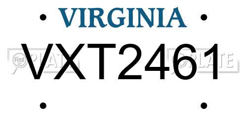 VXT2461 Virginia License Plate