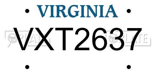 VXT2637 Virginia License Plate