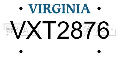 VXT2876 Virginia License Plate