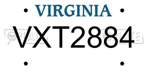 VXT2884 Virginia License Plate