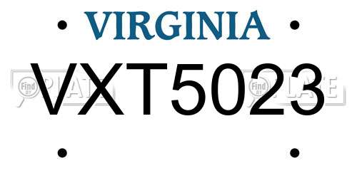 VXT5023 Virginia License Plate