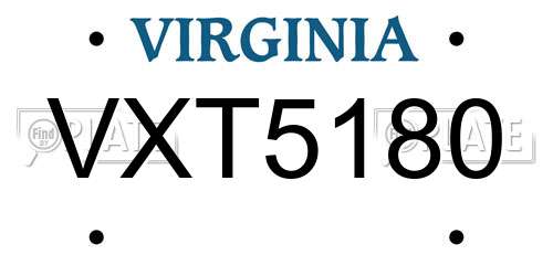 VXT5180 Virginia License Plate
