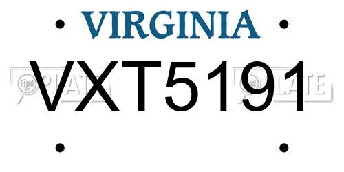 VXT5191 Virginia License Plate