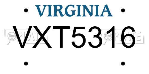 VXT5316 Virginia License Plate