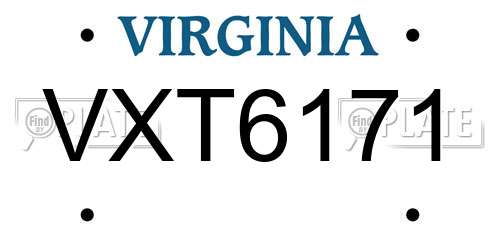 VXT6171 Virginia License Plate