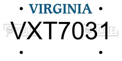 VXT7031 Virginia License Plate