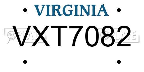 VXT7082 Virginia License Plate