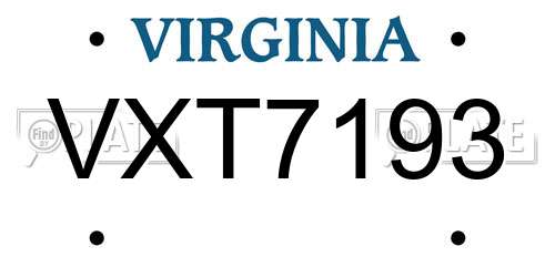 VXT7193 Virginia License Plate