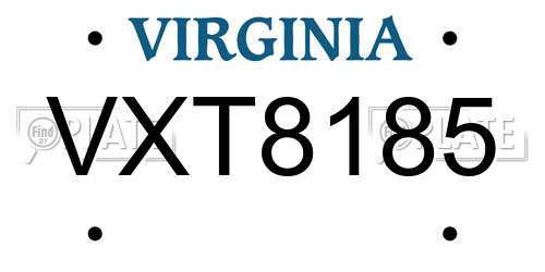 VXT8185 Virginia License Plate