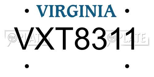 VXT8311 Virginia License Plate