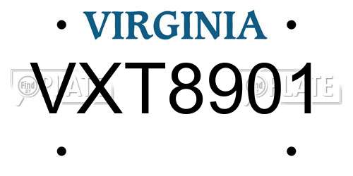 VXT8901 Virginia License Plate
