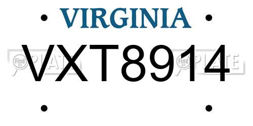 VXT8914 Virginia License Plate