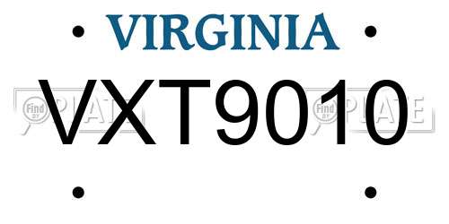 VXT9010 Virginia License Plate