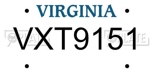 VXT9151 Virginia License Plate