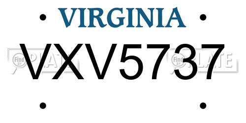 VXV5737 Virginia License Plate