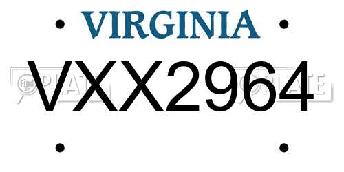 VXX2964 Virginia License Plate