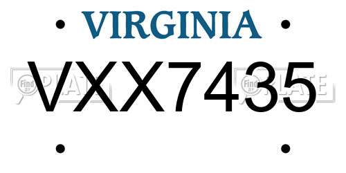 VXX7435 Virginia License Plate