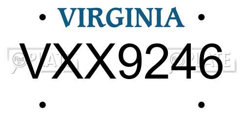 VXX9246 Virginia License Plate