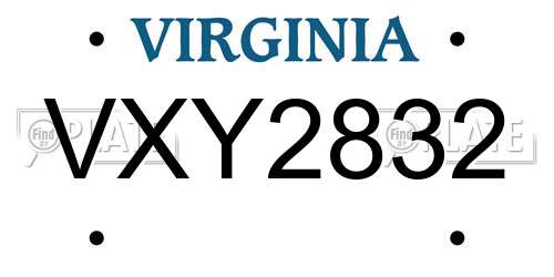 VXY2832 Virginia License Plate
