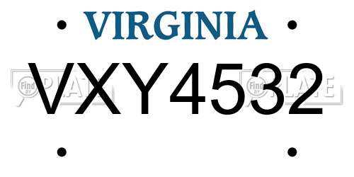 VXY4532 Virginia License Plate