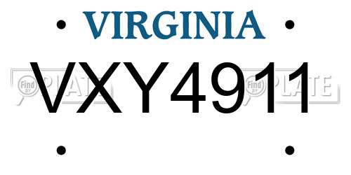 VXY4911 Virginia License Plate