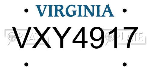 VXY4917 Virginia License Plate