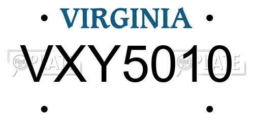 VXY5010 Virginia License Plate