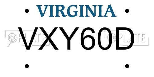 VXY60D Virginia License Plate