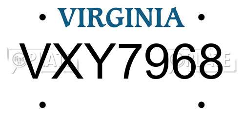 VXY7968 Virginia License Plate