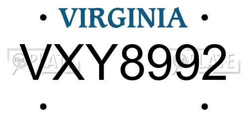 VXY8992 Virginia License Plate