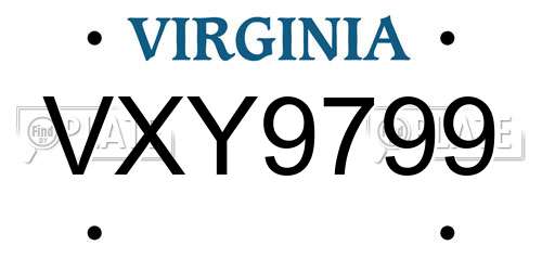 VXY9799 Virginia License Plate