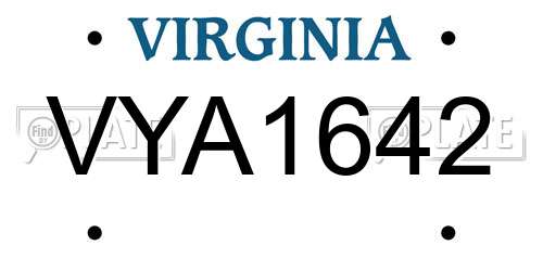 VYA1642 Virginia License Plate