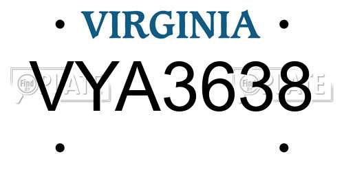VYA3638 Virginia License Plate