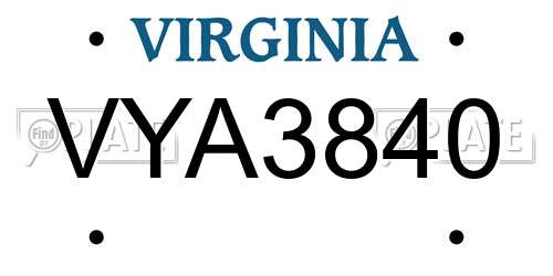 VYA3840 Virginia License Plate