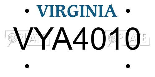 VYA4010 Virginia License Plate