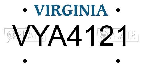 VYA4121 Virginia License Plate