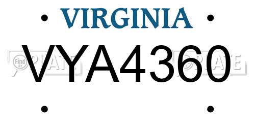 VYA4360 Virginia License Plate