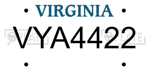 VYA4422 Virginia License Plate