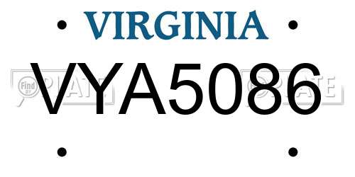 VYA5086 Virginia License Plate