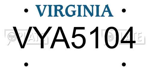 VYA5104 Virginia License Plate