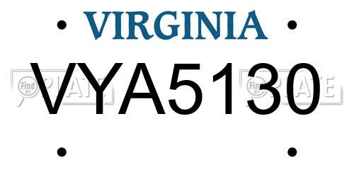 VYA5130 Virginia License Plate