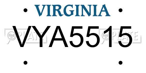 VYA5515 Virginia License Plate