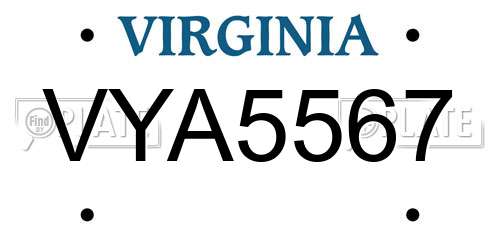 VYA5567 Virginia License Plate