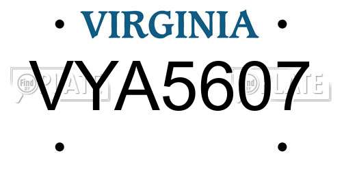 VYA5607 Virginia License Plate