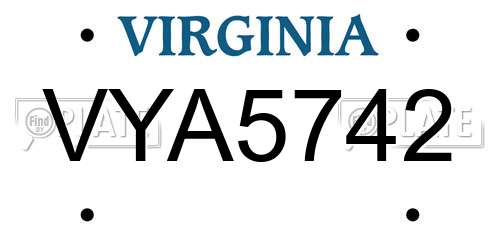 VYA5742 Virginia License Plate