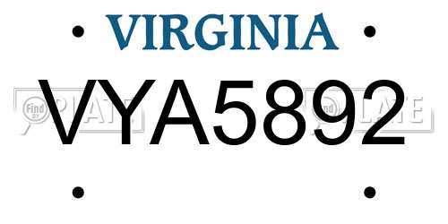 VYA5892 Virginia License Plate