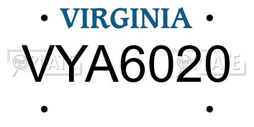 VYA6020 Virginia License Plate