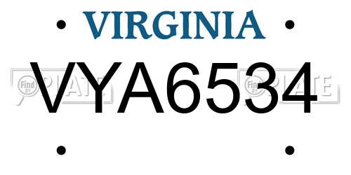 VYA6534 Virginia License Plate