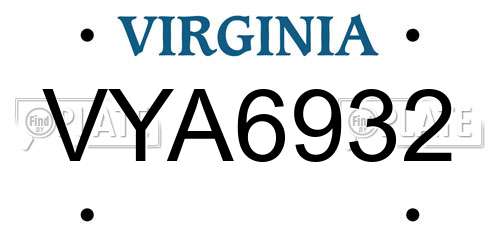 VYA6932 Virginia License Plate